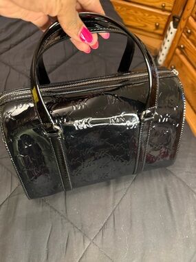 Michael Kors Black Patent Leather Logo Handbag